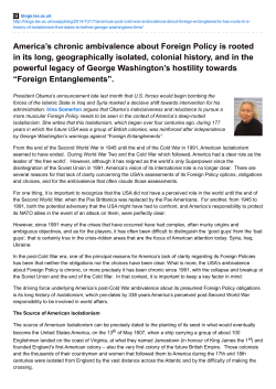 America`s chronic ambivalence about Foreign Policy is rooted in its