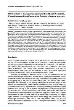 Development of Eodiaptomus japonicus Burckhardt (Copepoda