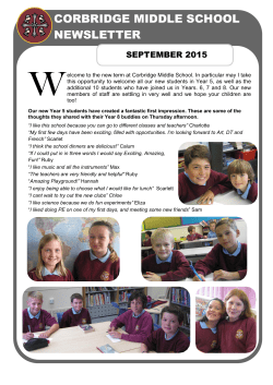 CORBRIDGE MIDDLE SCHOOL NEWSLETTER