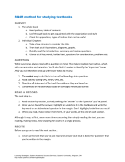 SQ4R Method for Reading - Student Academic Success Services