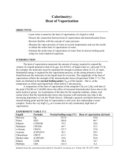 Calorimetry: Heat of Vaporization