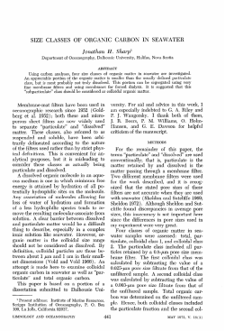 size classes of organic carbon in seawater