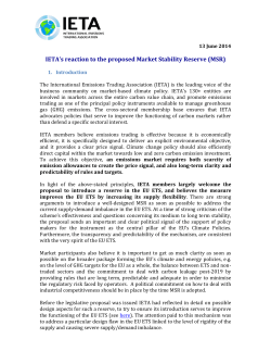 IETA`s reaction to the proposed Market Stability Reserve (MSR)