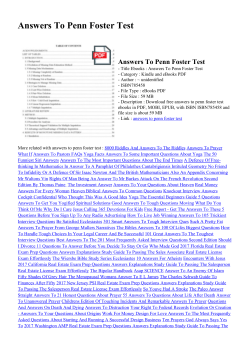 Answers To Penn Foster Test