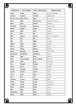infinitive past simple past participle traducci&oacute;n