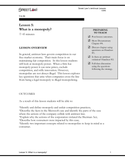 Lesson 5: What is a monopoly? - American Antitrust Institute