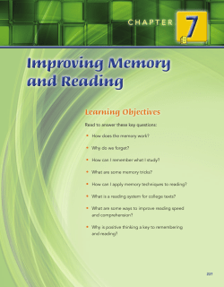 Improving Memory and Reading Improving Memory and Reading