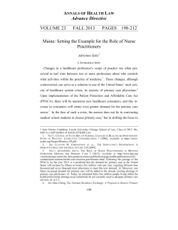 Maine: Setting the Example for the Role of Nurse Practitioners