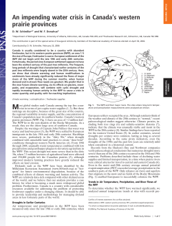 An impending water crisis in Canada`s western prairie provinces