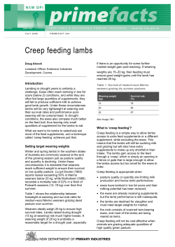 Creep feeding lambs - NSW Department of Primary Industries