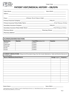 patient visit/medical history &ndash; ob/gyn