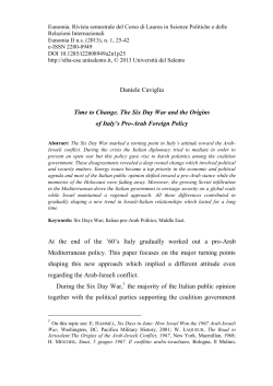Daniele Caviglia Time to Change. The Six Day War and the Origins