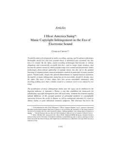 Articles I Hear America Suing*: Music Copyright Infringement in the