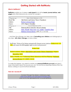 Getting Started with RefWorks - UNLV Libraries