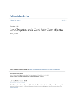 Law, Obligation, and a Good Faith Claim of Justice