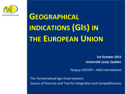 GEOGRAPHICAL INDICATIONS (GIS) IN THE EUROPEAN UNION