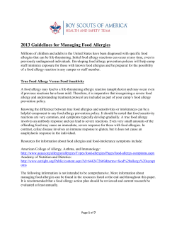 2013 Guidelines for Managing Food Allergies