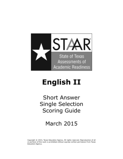 2015 STAAR English II Short Answer Single Selection