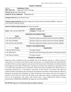 Sugarcane Trash to Energy - Mauritius Research Council