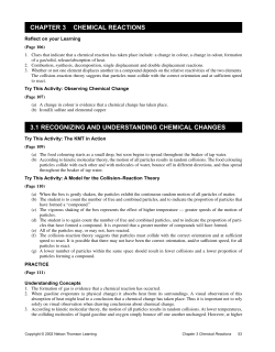 chapter 3 chemical reactions 3.1 recognizing and