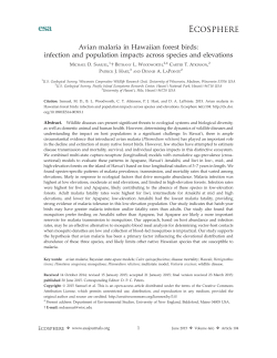 Avian malaria in Hawaiian forest birds