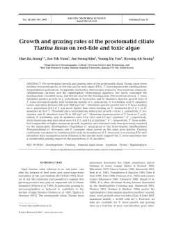 Growth and grazing rates of the prostomatid ciliate Tiarina fusus on