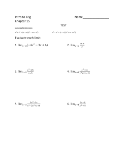 Intro to Trig Name________________ Chapter 15 TEST Evaluate