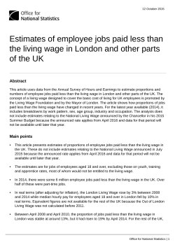 Estimates of employee jobs paid less than the living wage in London