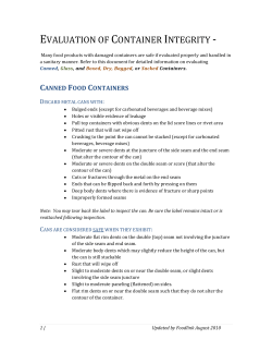 3) Evaluation of Container Integrity - Many food products