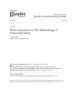 Three Generations on: The Methodology of Pentecostal History