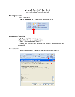 Microsoft Excel 2007 Tips Sheet