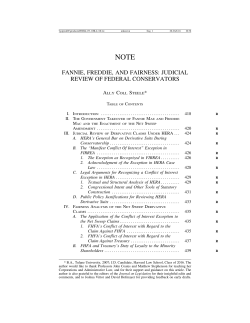 Fannie, Freddie, and Fairness: Judicial Review of Federal