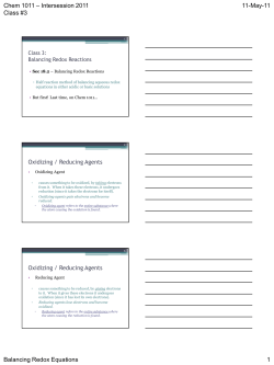 Class 3 - Balancing Redox Equations