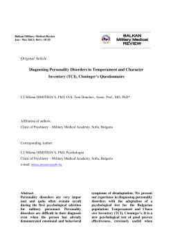 Original Article Diagnosing Personality Disorders in Temperament