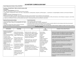 US HISTORY CURRICULUM MAP