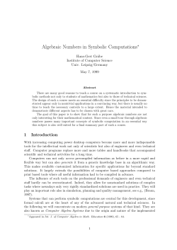 Algebraic Numbers in Symbolic Computations
