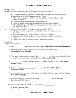CHAPTER 7 EXAM VERSION B DO NOT WRITE ON EXAM