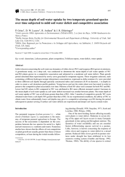 The mean depth of soil water uptake by two temperate grassland