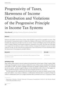 Progressivity of Taxes, Skeweness of Income Distribution and