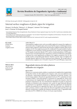 Internal surface roughness of plastic pipes for irrigation