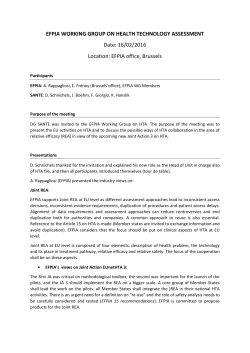 Meeting with EFPIA Working Group on Health Technology Assessment