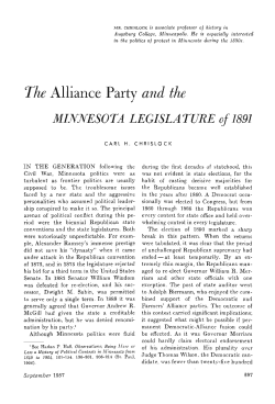 The Alliance party and the Minnesota legislature of 1891.