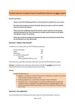 Practical exercises in physical hazard classification (Exercise set