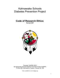 KSDPP Code of Research Ethics - Kahnawake Schools Diabetes