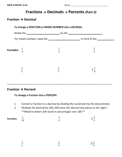 Fractions &rarr; Decimals &rarr; Percents (Part 2) Fraction &rarr; Decimal
