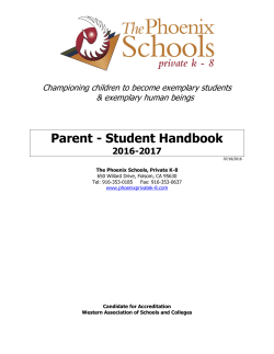 Parent &ndash; Student Handbook 2016-2017