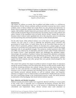 The Impact of Political Violence on Education in South Africa: Past