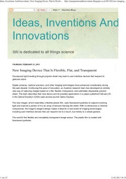 Ideas, Inventions And Innovations: New Imaging Device That