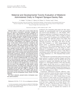 Maternal and Developmental Toxicity Evaluation of Melatonin