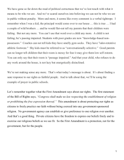 "Congress shall make no law respecting an establishment